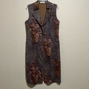 Solitaire Long Length Single Button Floral Vest with Pockets